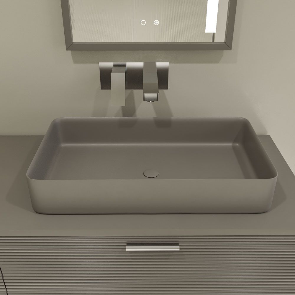 Mueble de baño ELEN con patas 1 cajón - 1 balda inferior GRIS CEMENTO / NEGRO
