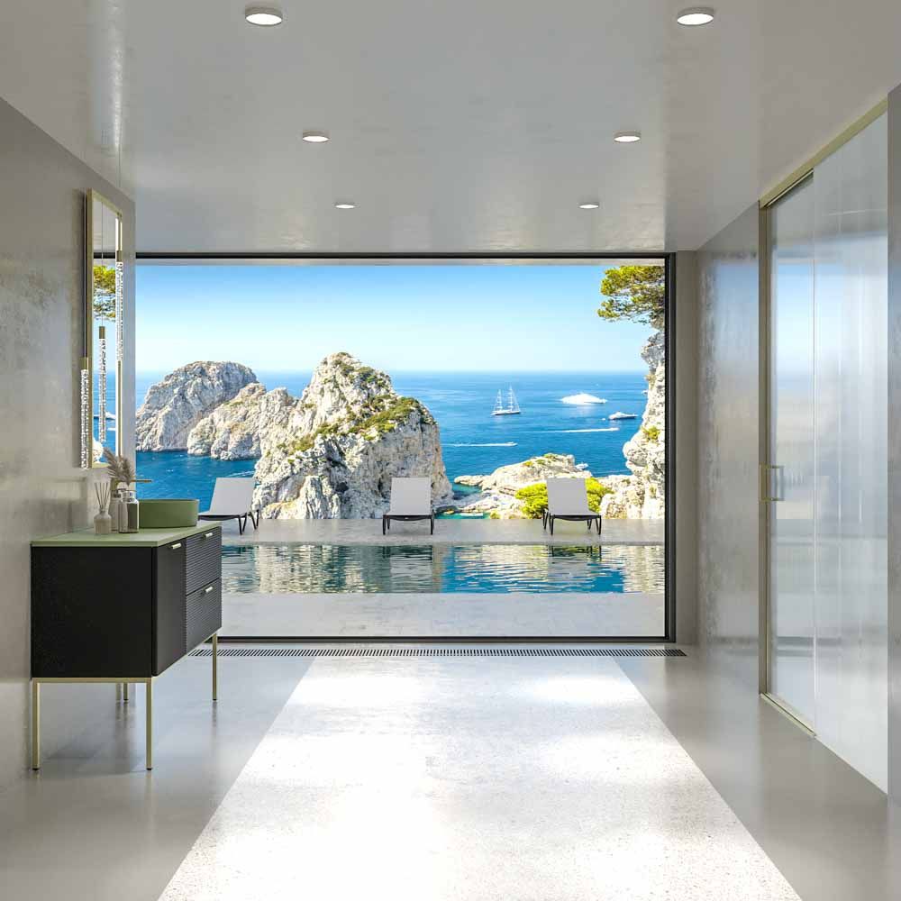 Mueble de baño ELEN con patas 1 cajón - 1 balda inferior VERDE BLANQUECINO / BLANCO