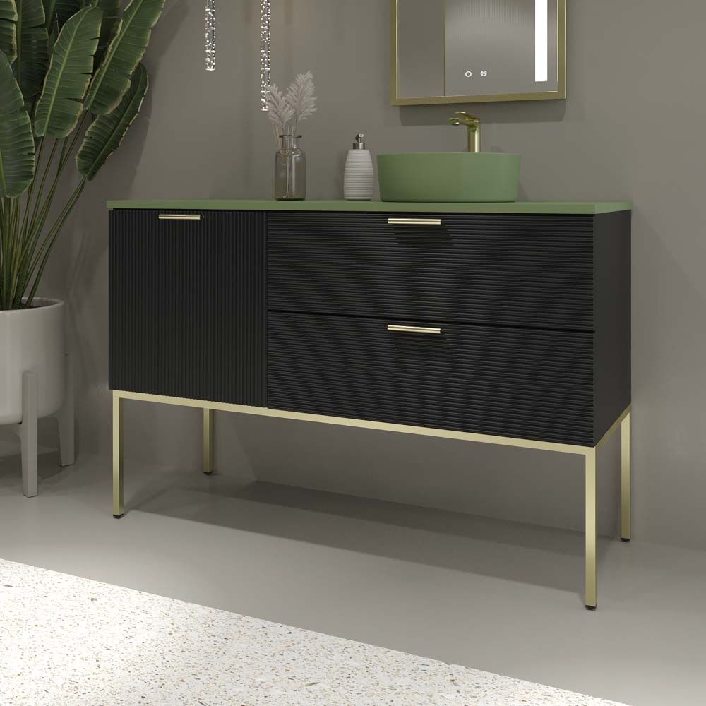 Mueble de baño ELEN con patas 1 cajón - 1 balda inferior ROBLE CLARO / BLANCO