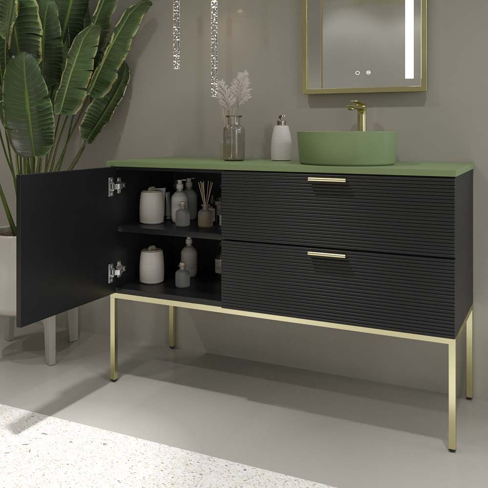 Mueble de baño ELEN con patas 1 cajón - 1 balda inferior ROBLE CLARO / BLANCO
