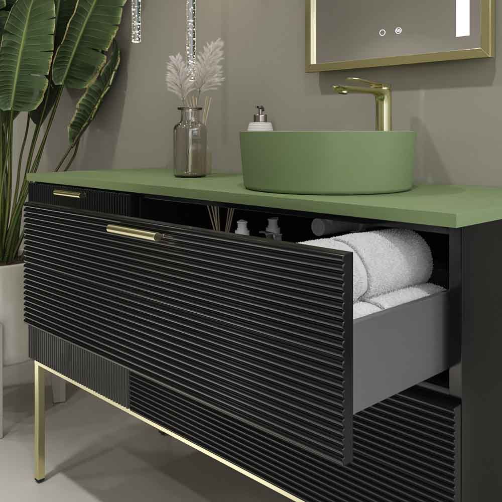 Mueble de baño ELEN con patas 1 cajón - 1 balda inferior ROBLE CLARO / BLANCO