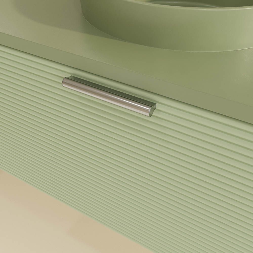 Mueble de baño ELEN con patas 1 cajón - 1 balda inferior VERDE BLANQUECINO / BLANCO
