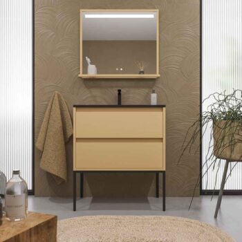 Mampara de ducha rectangular BASIC apertura angular 2 fijos-2 puertas correderas. Sin perfil inferior. Con tratamiento anti-cal. Acabado ORO MATE