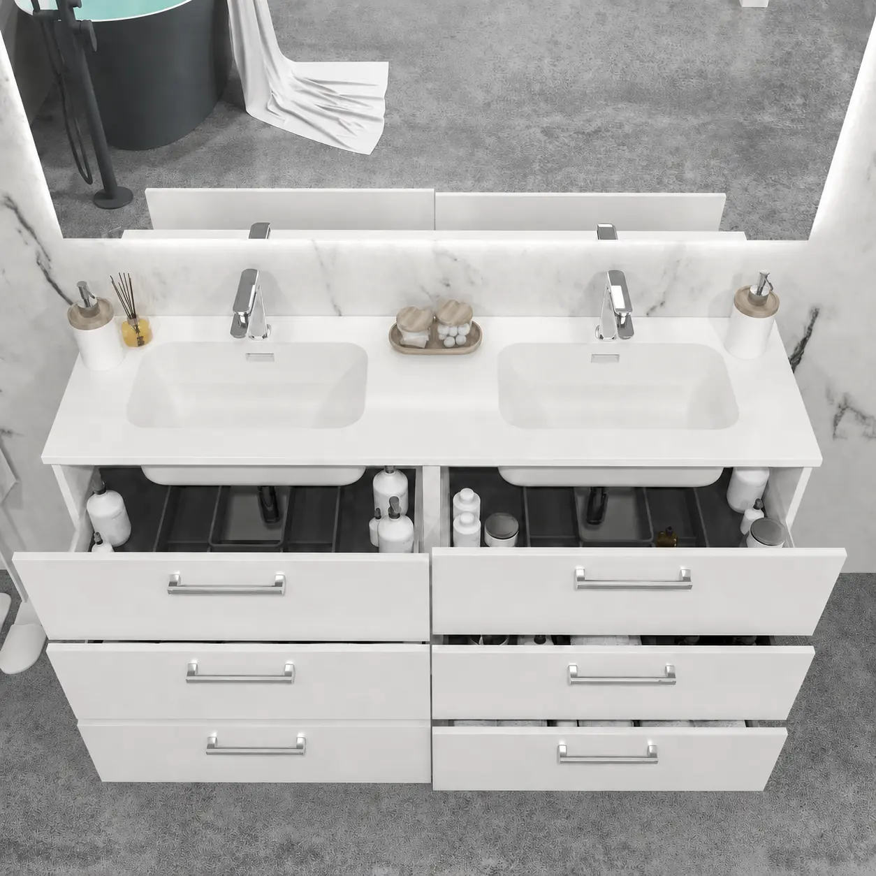 Varobath nexo mueble blanco cajones abiertos.webp