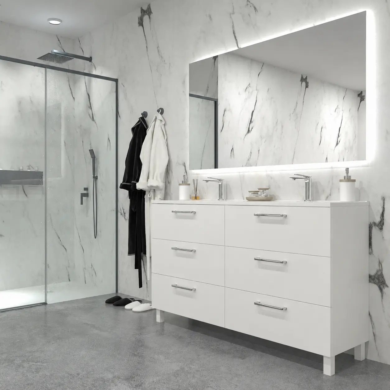 Varobath nexo mueble blanco vista lateral.webp