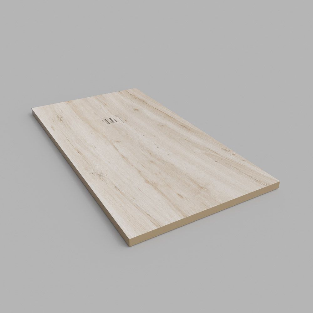 Plato de ducha resina textura pizarra acabado efecto Madera Cedro Blanco - antideslizante STONE 3D moderno