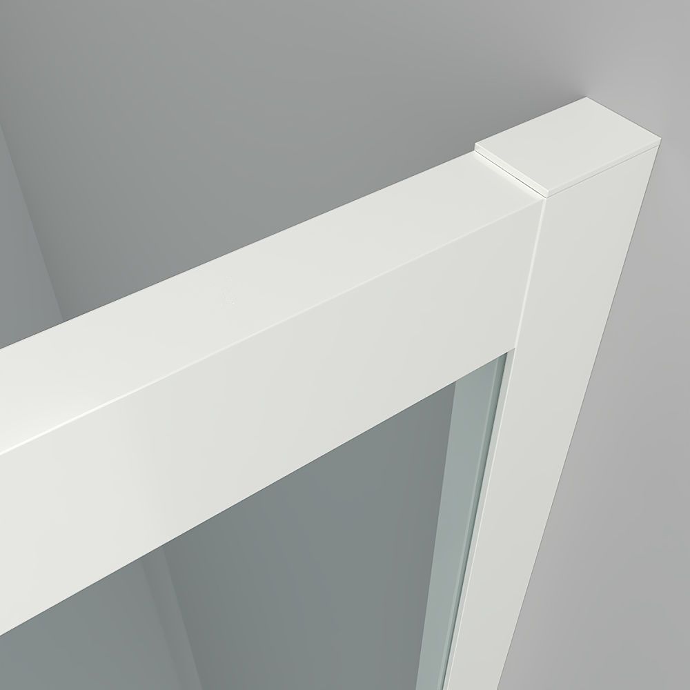 Mampara de ducha frontal FRAME 1 fijo -1 puerta corredera vidrio transparente. Acabado BLANCO MATE