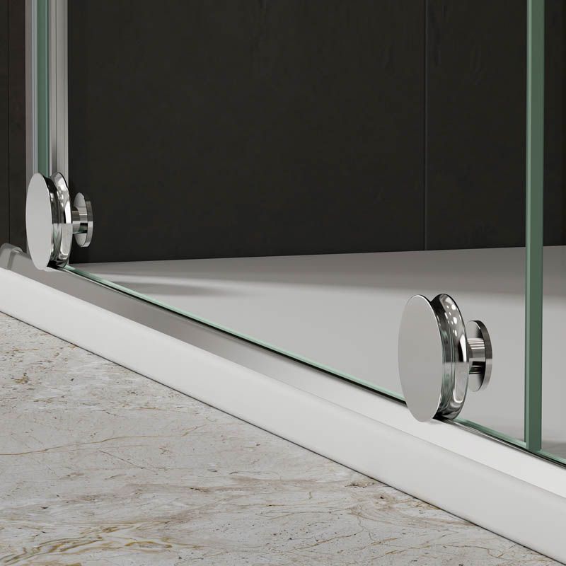 Mampara de ducha fijo + corredera JUNIOR walk-in . Acabado CROMO BRILLO