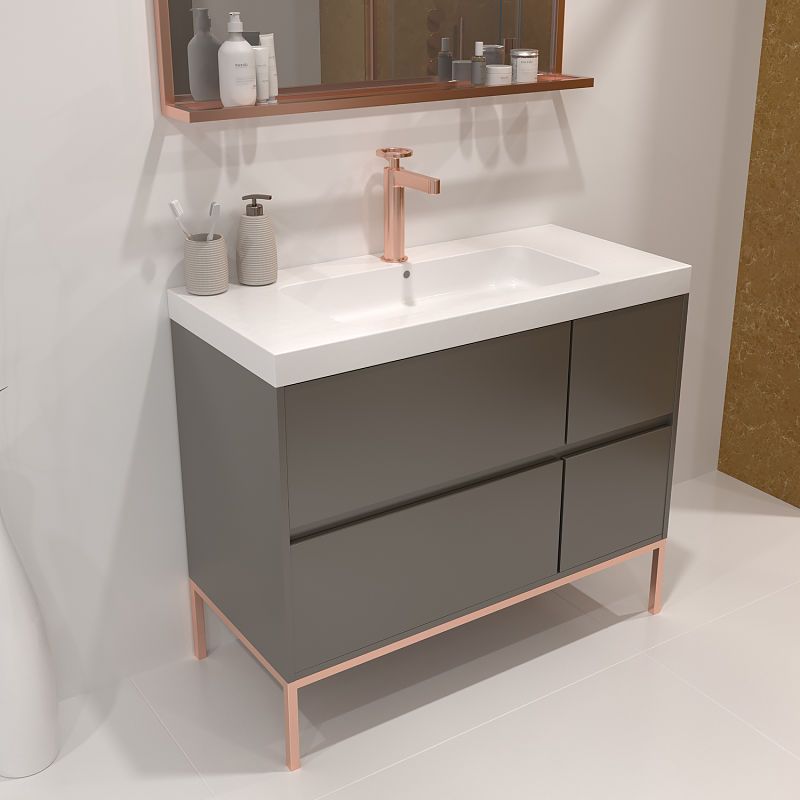 Mueble de baño EVO 4 cajones acabado mate TOPO con lavabo resina 6 cm grosor