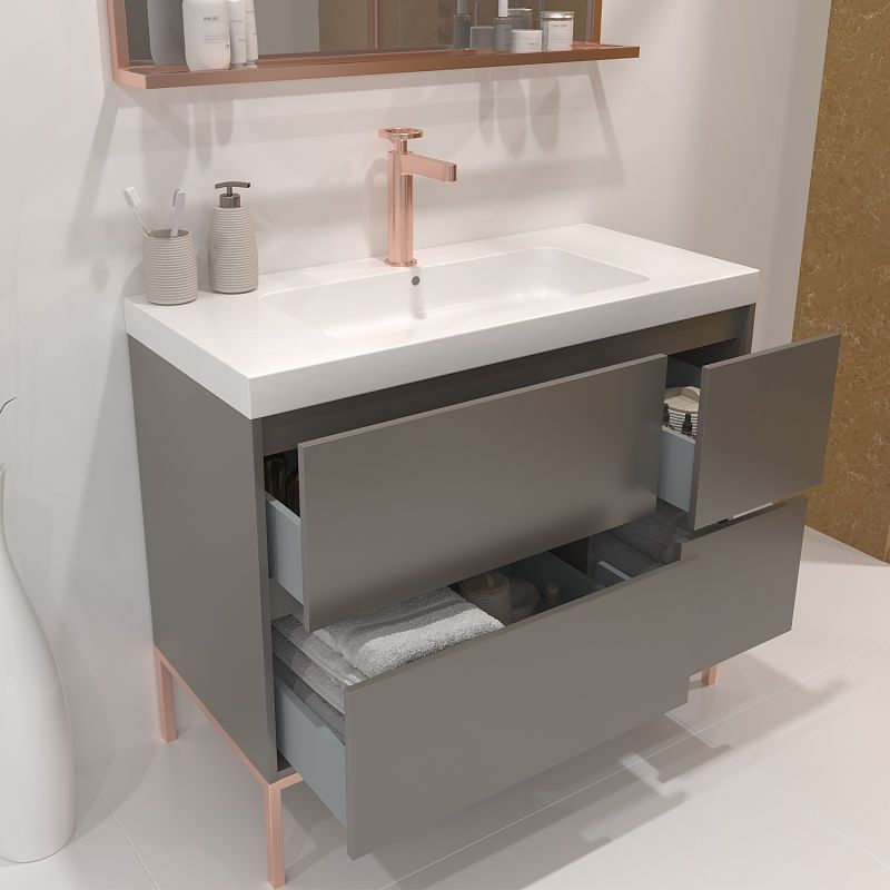 Mueble de baño EVO 4 cajones acabado mate TOPO con lavabo resina 6 cm grosor