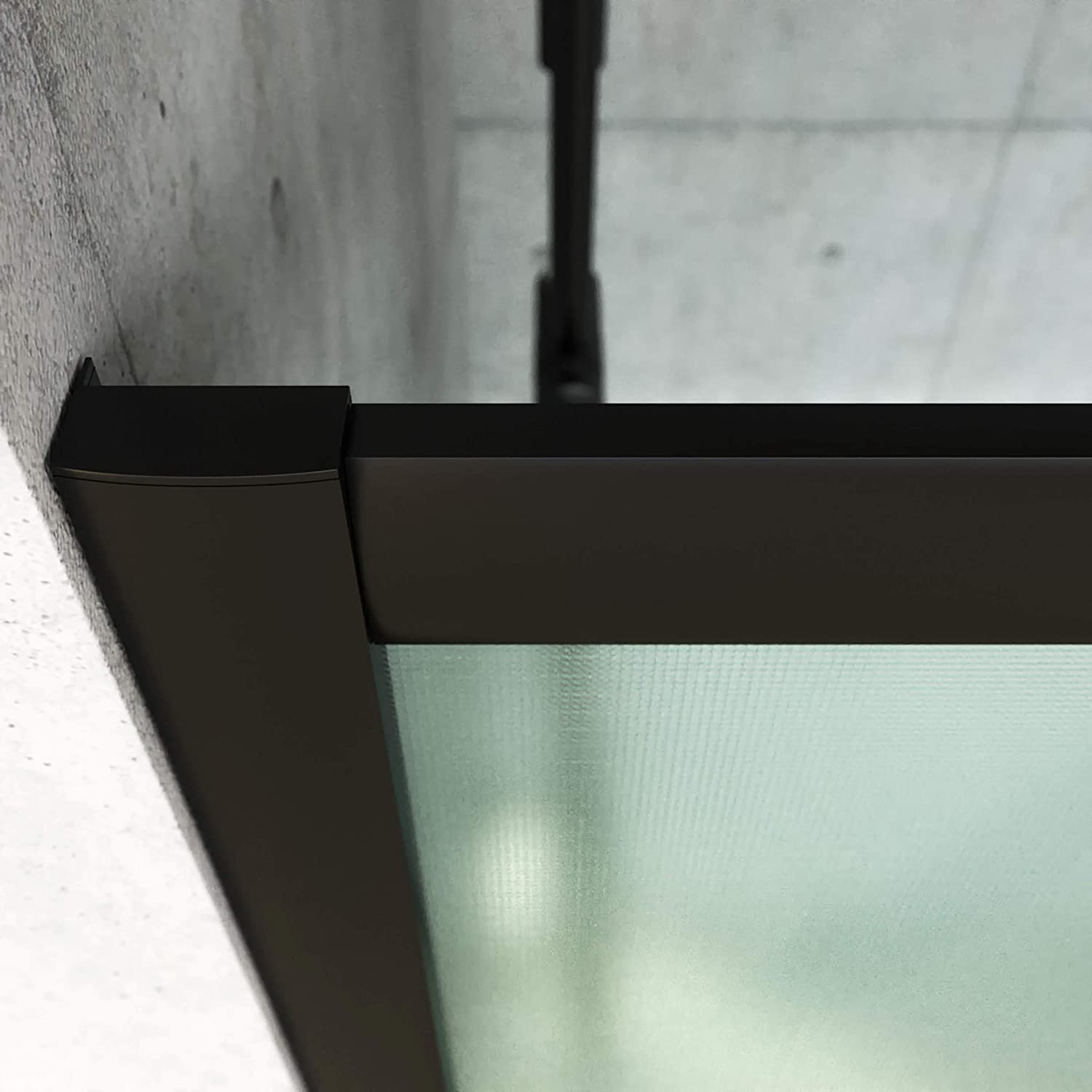 Mampara de ducha rectangular TEMPO apertura angular 2 fijos-2 puertas correderas. Vidrio transparente con tratamiento anti-cal.Acabado NEGRO MATE