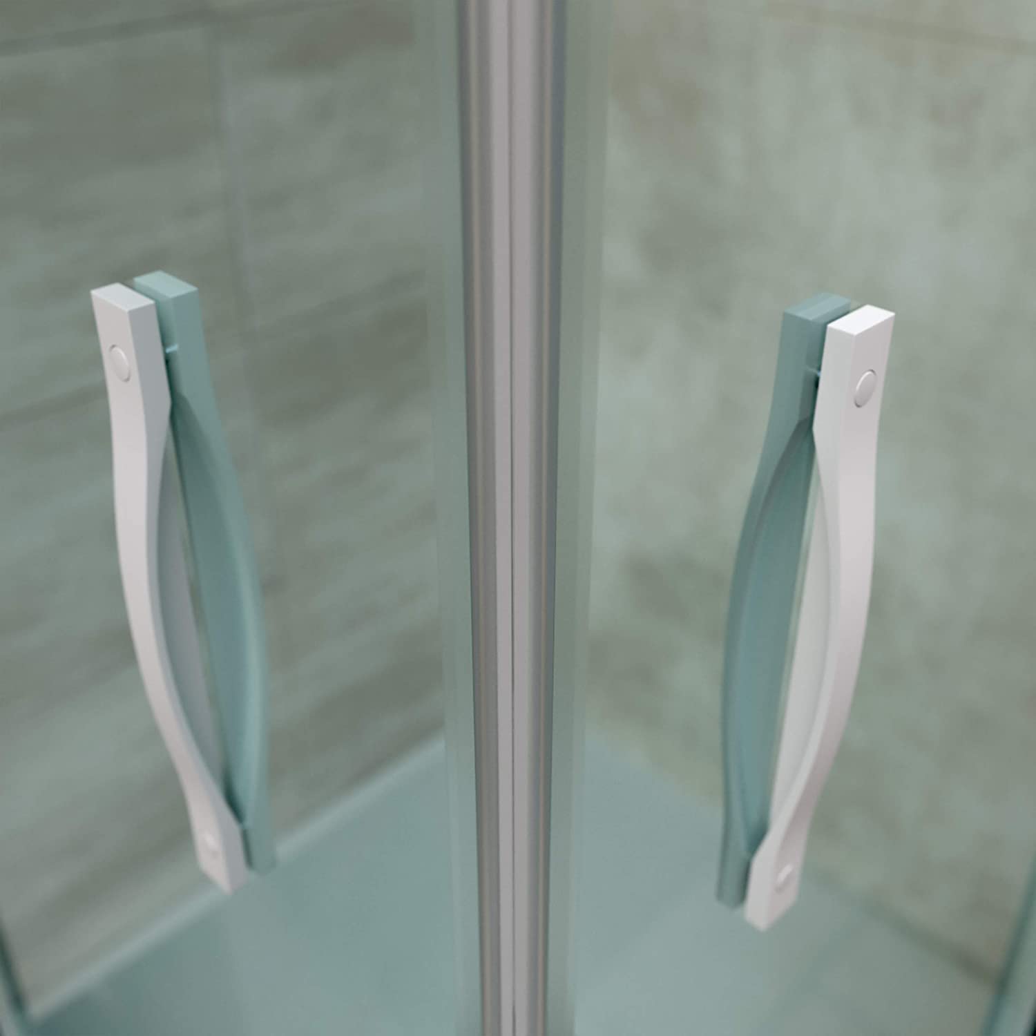 Mampara de ducha rectangular TEMPO apertura angular 2 fijos-2 puertas correderas. Con tratamiento anti-cal. Acabado BLANCO MATE